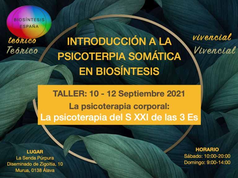 Biosíntesis Psicoterapia Somática Taller: La psicoterapia corporal – psicoterapia del S XXI de las 3 Es